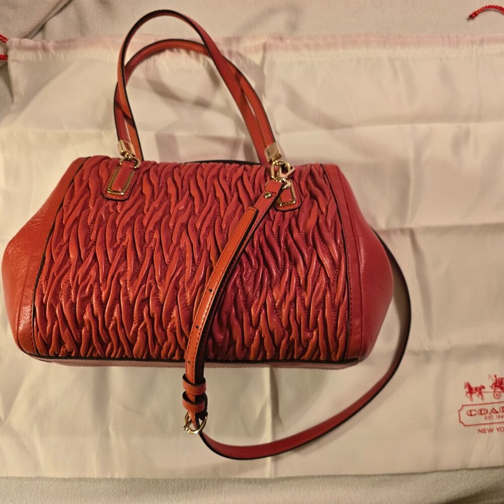 Coach Limited Edition 70th Anniversary Dark Pink Gather MADISON Purse Leather